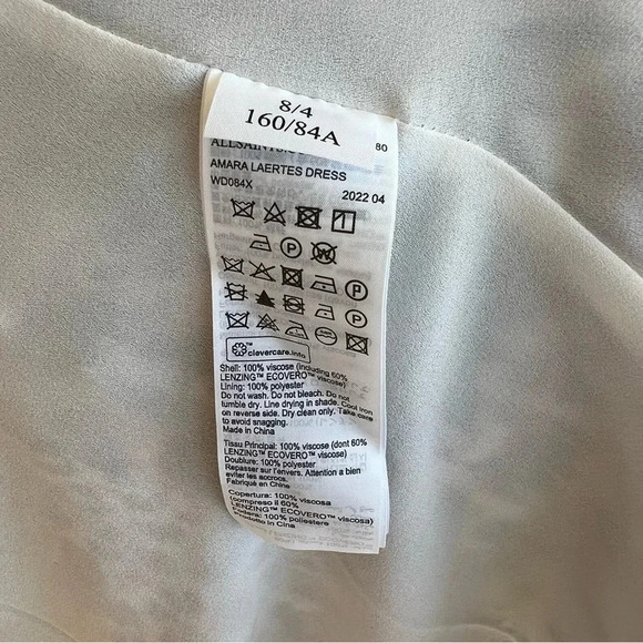 All Saints Amara Laertes Midi Dress Grey Ecru Cheetah 4 NWT Spring Neutral Chic - Picture 8 of 8